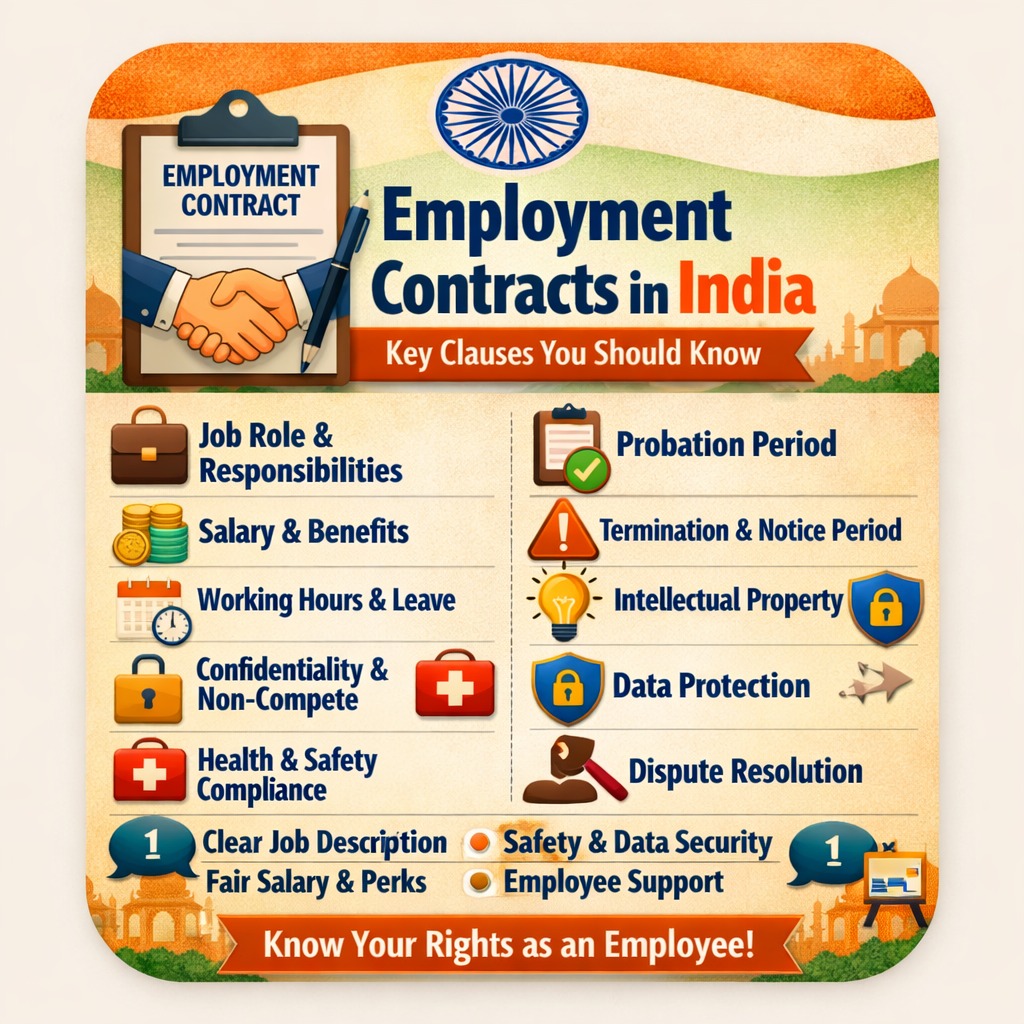 “Your employment contract isn’t just paperwork — it’s your protection.
From job roles to data privacy, every clause defines your rights and duties.
Know what you sign, know your rights! ⚖️🇮🇳
#LegalAwareness #EmploymentLawIndia#EmploymentContracts #IndianLabourLaw #WorkplaceRights #EmployeeProtection #KnowYourRights #LegalEducation #HRCompliance #LabourLawIndia #WorkplaceLaw #EmploymentClauses #LegalAwarenessIndia #LawForAll #CareerRights #IndianLaw #LegalInfographic